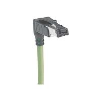 HARTING 09470300073 Cat 5 RJ Industrial RJ45 Cat5 Overmolded Patch Cable, angled top to open ended, cable type B 2x2xAWG22/7, PVC outdoor black, 5.0m