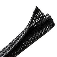 HellermannTyton 170-03153 Cable Protection Braided Sleeving, Hook & Loop, Flame Retardant, 0.5" Dia, PET, Black, 100 ft/bulk reel