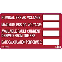 HellermannTyton 596-00997 Labels Solar Label, Printable, ENERGY STORAGE SYSTEM RATING LABEL, 3.75" X 2.12", PET, Red, 50/roll