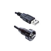 Amphenol LTW USA20FL-NAML-SA002 USB Type A Connectors USB, Type A 2.0, Metal, 1.5A, Female Connector, Straight-to-Straight, Screw Thread, Overmolded Double Ended, Length 2000mm, IP67