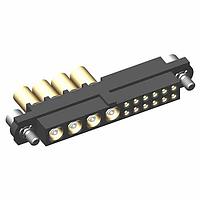 Harwin M80-4C11242F2-04-307-00-000 Power to the Board Datamate 2-Row Mix-Tek Female Crimp Connector, Hex Socket jackscrews, 12 x Small Bore (24-28 AWG) signal contacts, 4 x  2.7mm Crimp Coax