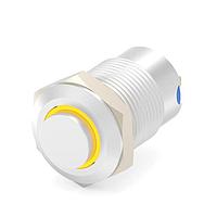 Alcoswitch - TE Connectivity 2474606-8 Anti-Vandal Switches Stainless, High Button, Yellow LED ring, Solder terminal, LED 24VDC
