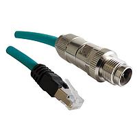 Stewart Connector BM-MARM003F Cat 6a, Cat 6 M12 X-Code Male Plug to RJ45 Plug Cat6a Cable Assembly  TPE Jacket  3FT