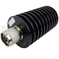 Fairview  SA3N512-40  40 dB Fixed Attenuator N Male To N Female Up To 3 GHz Rated To 50 Watts With Black Aluminum Heatsink Body