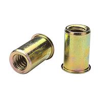 ATLAS AEOS10-610-4.2 Rivet Nut Atlas Rivet Nut, AEO, Thin-wall Low Profile Head, Open End, Steel, Thread Size - M6, 1st Grip