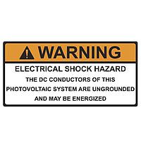 HellermannTyton 596-00588 Solar Label Solar Label, WARNING ELECTRICAL SHOCK HAZARD, 4.125" x 2.0", VL, Orange/White, 50/roll