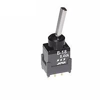 NKK Switches B18EP Process Sealed Subminiature Antistatic Toggles (ON)OFF(ON) .394 FLT STRAIGHT PC .4VA
