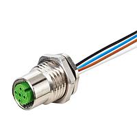 Murrelektronik 7000-19185-9790050 Connectors M12 FEMALE FLANGE PLUG A CODED REAR MOUNT, PP-wires 12x0,14 0.5m