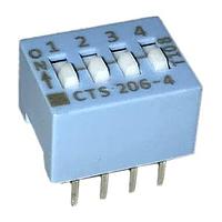 CTS Electronic Components 206-4S DIP Switches 4 switch sections SPST