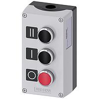 SIEMENS 3SU18530AD002AB1 Pushbutton ENC METAL, 3-PUSHBUTTONS, BLK, BLK, RED