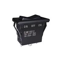 Nidec Components ELW115E12 Sealed Miniature Rocker SPDT ON-OFF-ON ROCKER SWITCH, 15A a. V, SNAP-IN PANEL MOUNT, SOLDER LUG TERMINALS