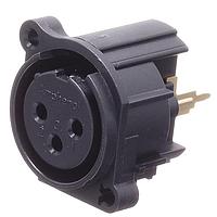 Amphenol Audio AC3FAVL-AU-PRE Connectors 3 Pole XLR Female Chassis Mount A Type Gold Contacts Black Finish Vertical PCB