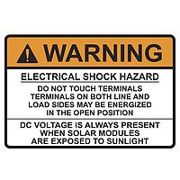 HellermannTyton 596-00496 Solar Label Solar Label, WARNING ELECTRICAL SHOCK HAZARDDC VOLTAGE, 3.75" x 2.5", VL, Orange/White, 50/roll