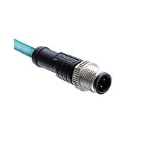 Amphenol LTW MSDS-04BMMM-SL8E05 Sensor Cables / Actuator Cables M12 Circular Metric Connector, D Code, Ethernet EtherCAT, Metal, 4A, 04 pins, Male Connector, Male Contact, Straight, Screw Thread, Overmolded, Length 5000mm, IP68 / IP69K