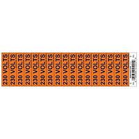 HellermannTyton 596-00955 Labels Voltage Marker, .50" x 2.25", 230 Volts, Vinyl, Orange, 17/card, 50 cards/pkg
