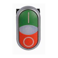 Eaton M22-DDLF-GR-X1-X0 Double Button FLSH ILL DBL PB SIL-BZL GRN TOP RED BTM