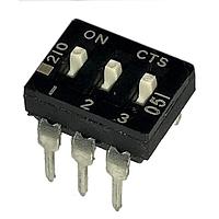 CTS Electronic Components 210-3ES DIP Switches THROUGH HOLE, GOLD FLASH DIP SWITCH, 3-POLE, EXTENDED ACTUATOR, BOTTOM SEAL, TUBE PACK