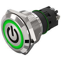 EAO 82-6152.1134.B002 Anti-Vandal 82-6152.1134.B002.Illuminated pushbutton.momentary.22 mm.stainless steel.flush/flat.ring.green.24 V.screw terminal.stand by