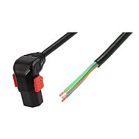 Schaffner IL13P-D-SE-H05-3100-200 AC Power Cord w/Lock C13+ down, Stripped End, H05VV-F, 3x1.00 mm sq., 2 m, black